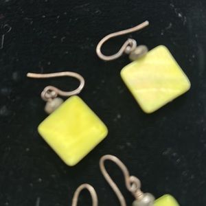SILPADA Genuine Mother of Pearl Earrings Retired Vintage Green/Yellow